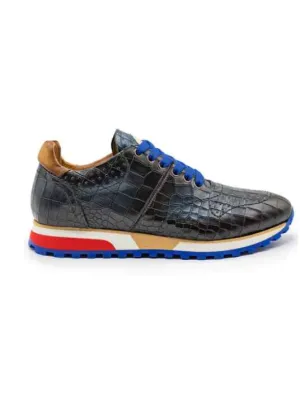 Rocco Italian Calfskin Embossed Crocodile Navy