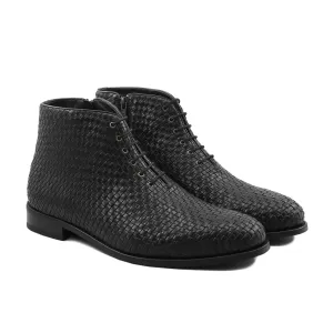 Ruma - Men's Black Hand Woven Calf Leather Chukka Boot
