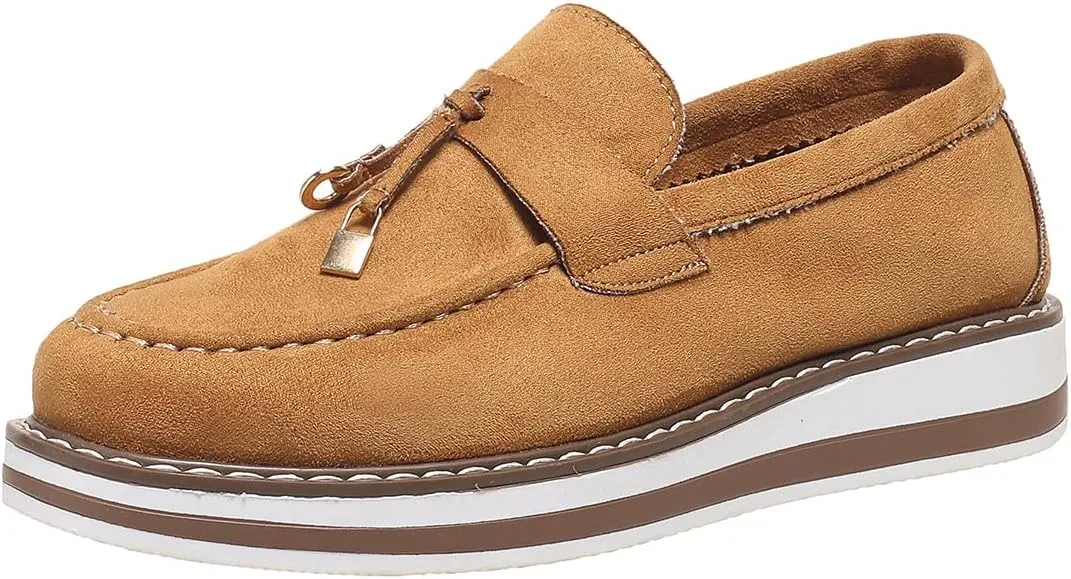SACFOF Womens Loafers Shoes Platform Chunky Penny Loafer Lug Sole Comfortable Slip On Work Office Business Casual Dress Shoes