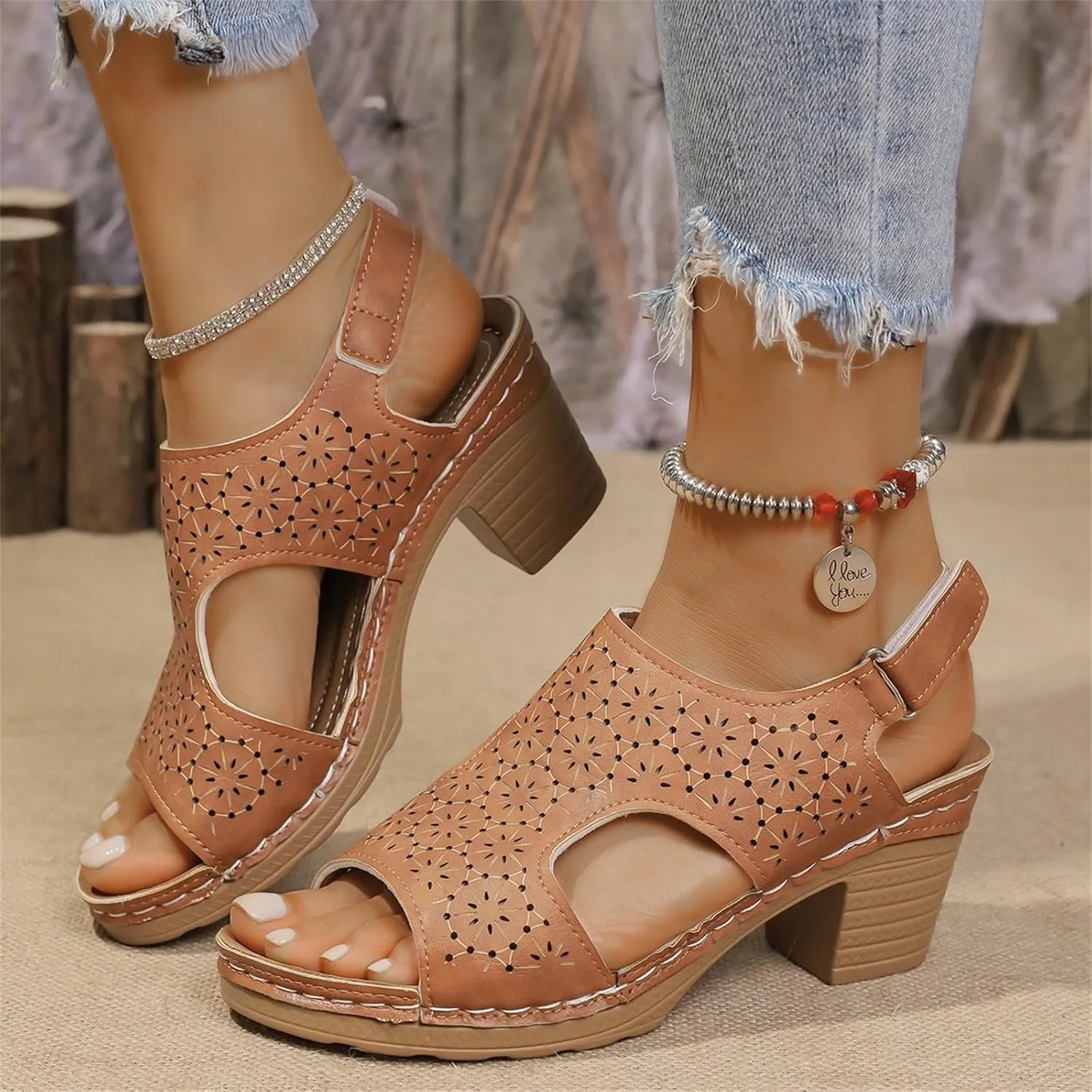 Sandals for Women 2025 Wedge Sandal Summer Open Toe Wedge Sandals Comfortable Low Sandal Floral Dressy Shoes