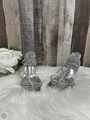 Sandals Heels Stiletto By Cme In Silver, Size: 7.5