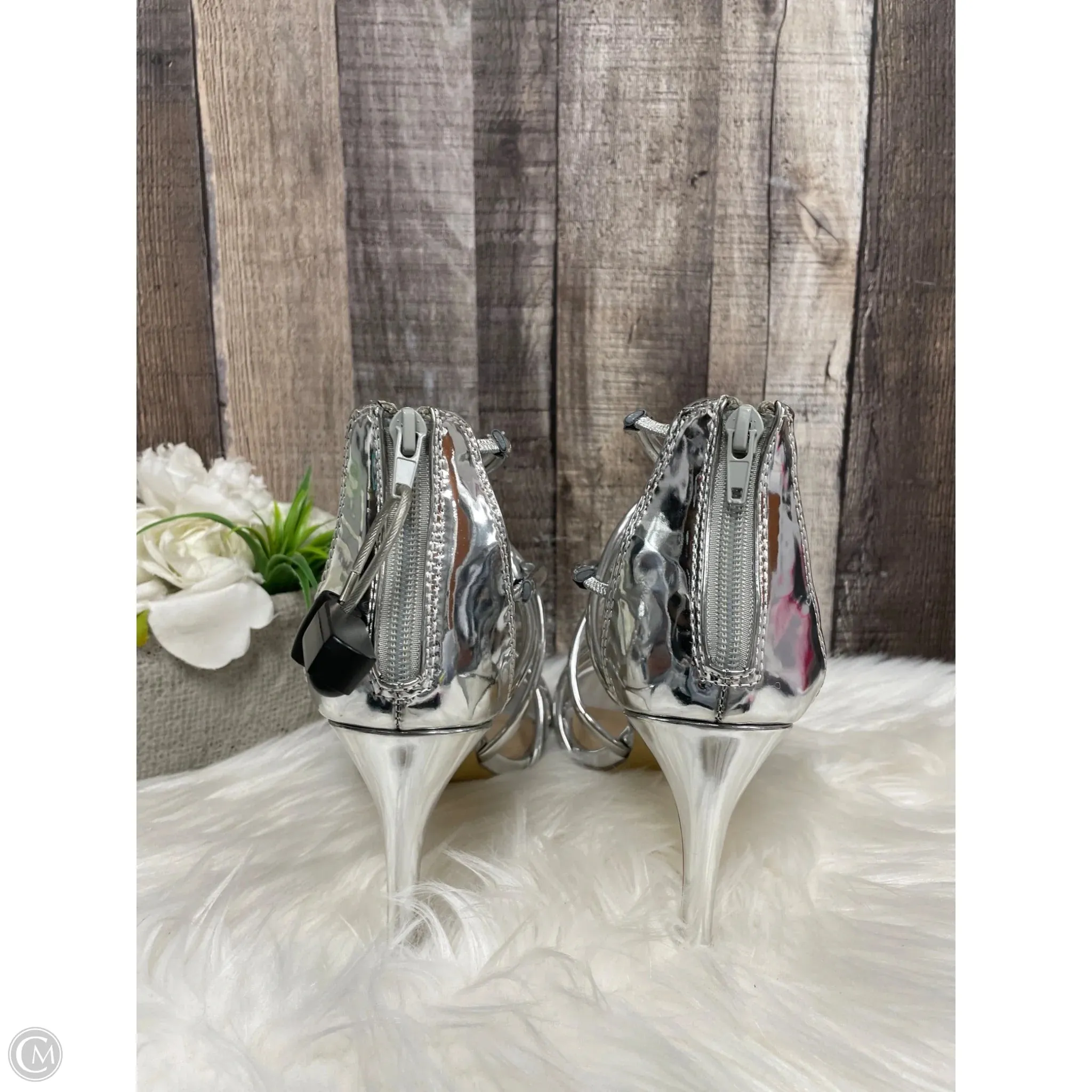 Sandals Heels Stiletto By Mix No 6 In Silver, Size: 8.5