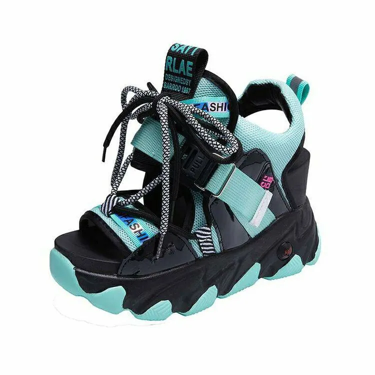Sandals Lace Up White Sandals Women High Heels Wedges Casual