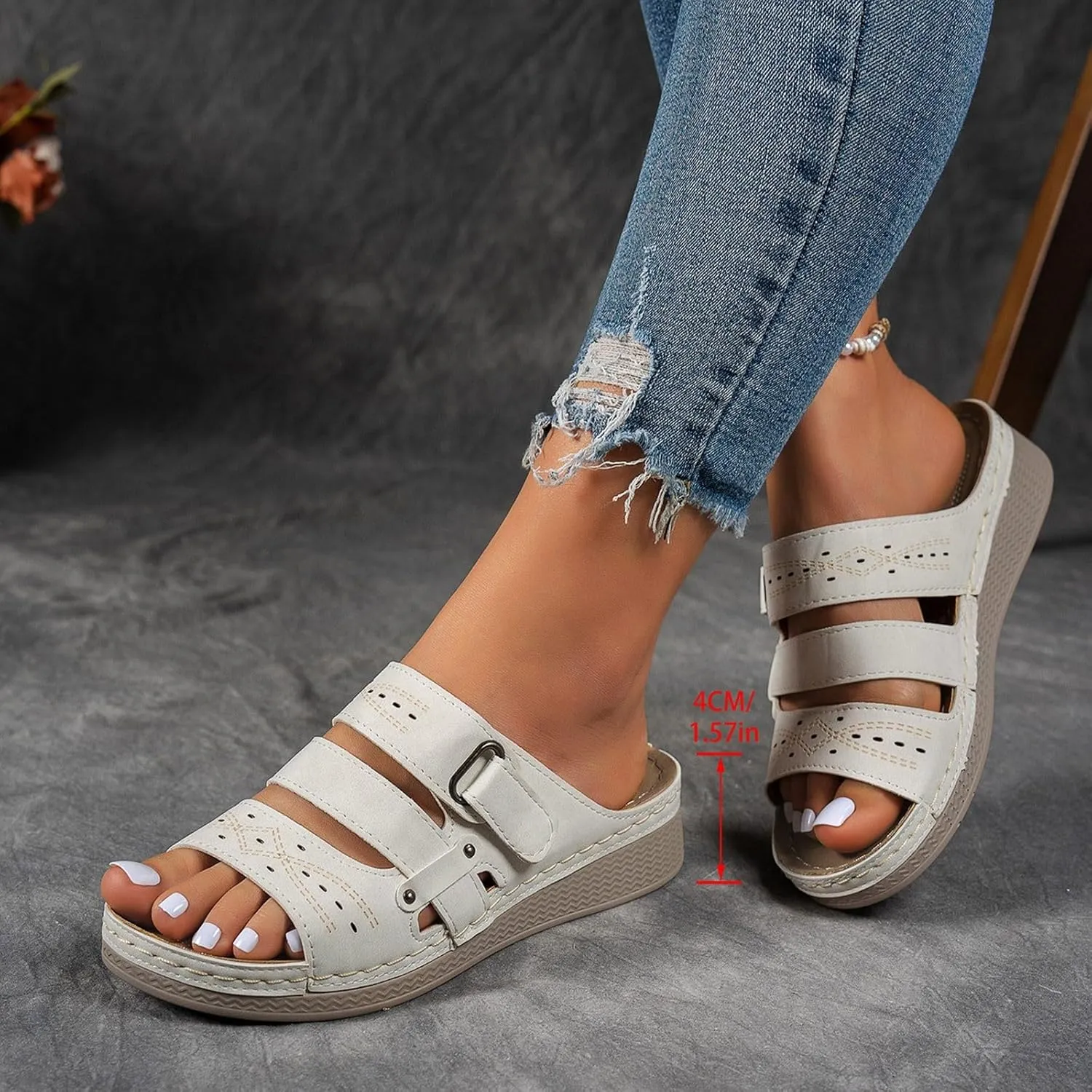 Sandals Women 2025 Dressy, Platform Sandals Women Fashion Wedges Mid Heels Open Toe Espadrilles Slip on Shoes