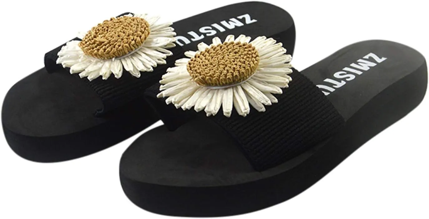 Sandals Women Dressy Summer Beach Women Flowers Breathable Slipper Flip-Flops Shoes Sandals Flat Home Women's slipper