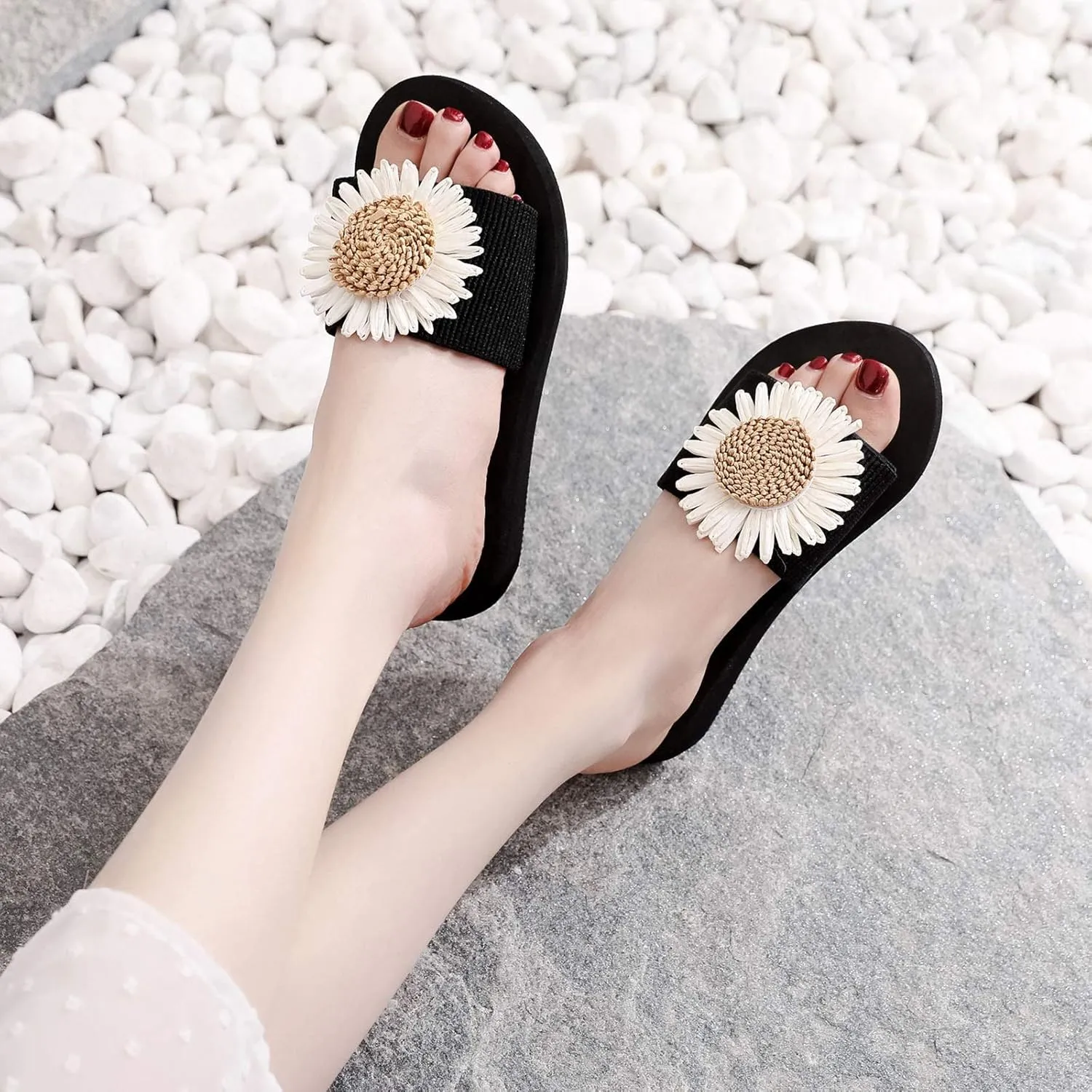 Sandals Women Dressy Summer Beach Women Flowers Breathable Slipper Flip-Flops Shoes Sandals Flat Home Women's slipper