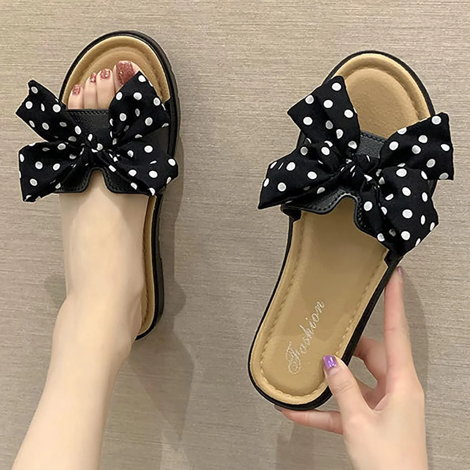 Sandals Women Dressy Summer Women's Summer Beach Casual Bow Flat Slippers