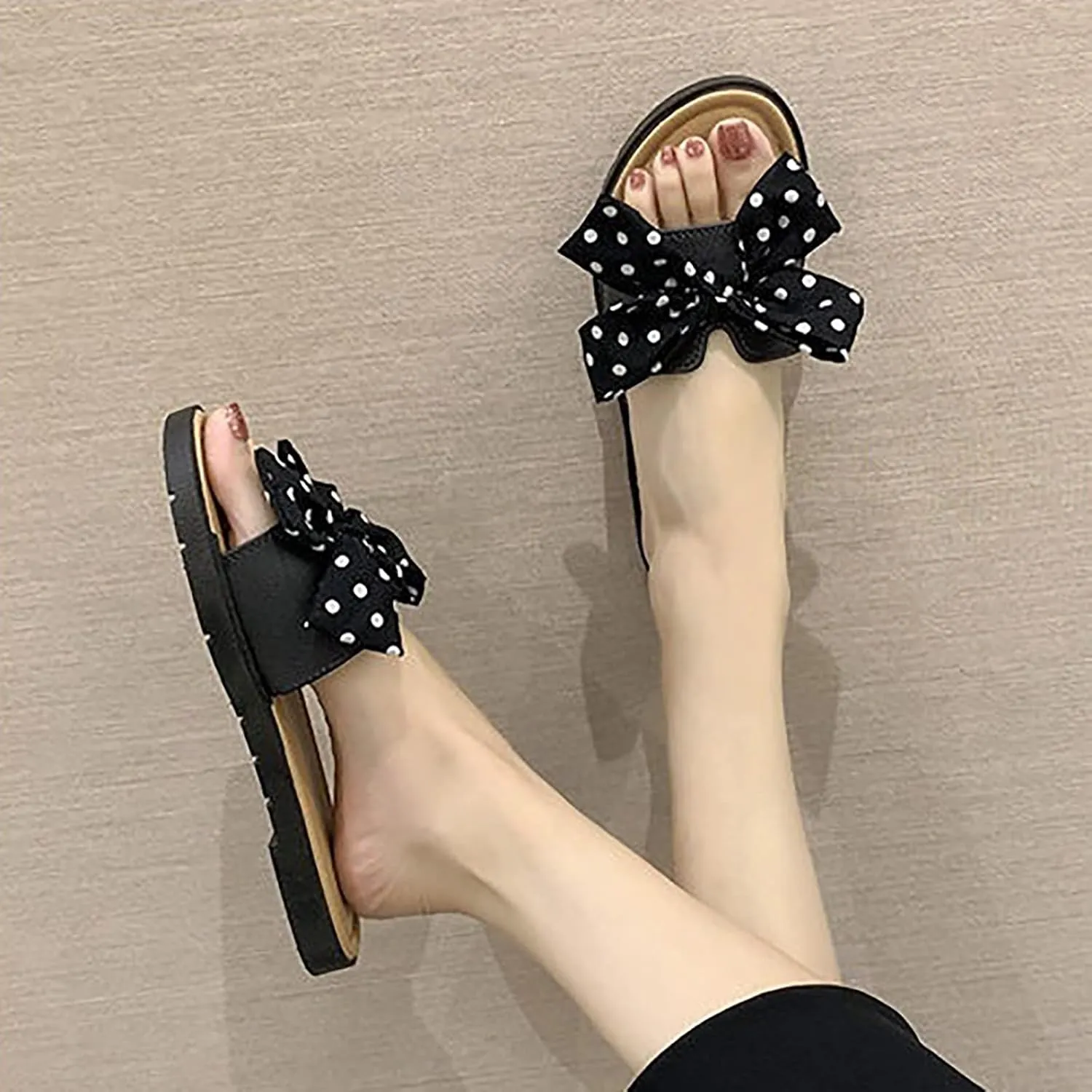 Sandals Women Dressy Summer Women's Summer Beach Casual Bow Flat Slippers