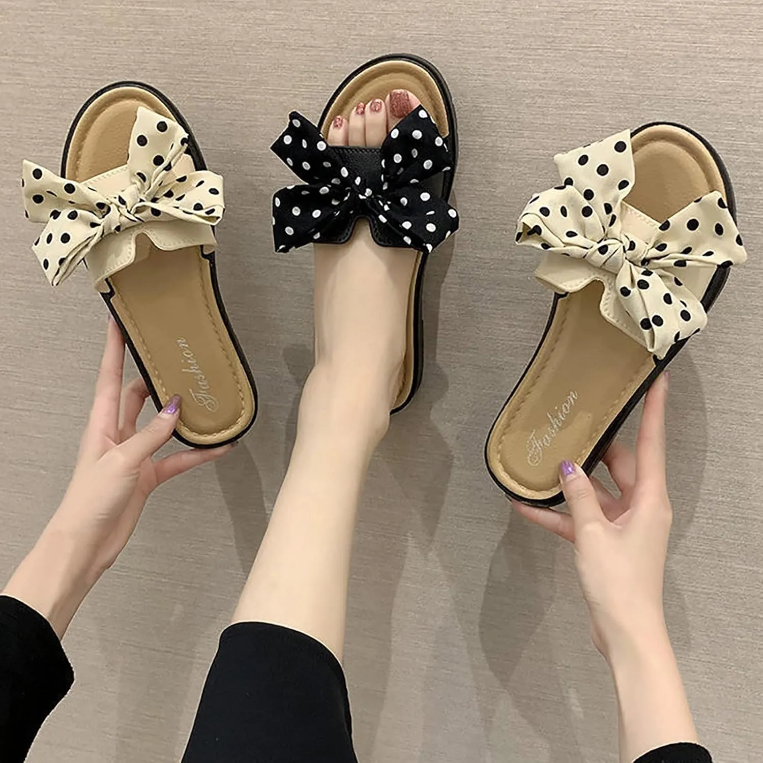Sandals Women Dressy Summer Women's Summer Beach Casual Bow Flat Slippers
