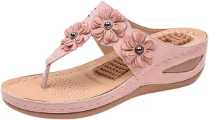 Sandals Women Wedge Shoes Summer Dressy Flip Flops Comfortable Orthopedic Platform Footwear Casual Walking Wedges Sandal Massage Arch Support Orthotic Sandals Slip-On Thong Slides Shoes