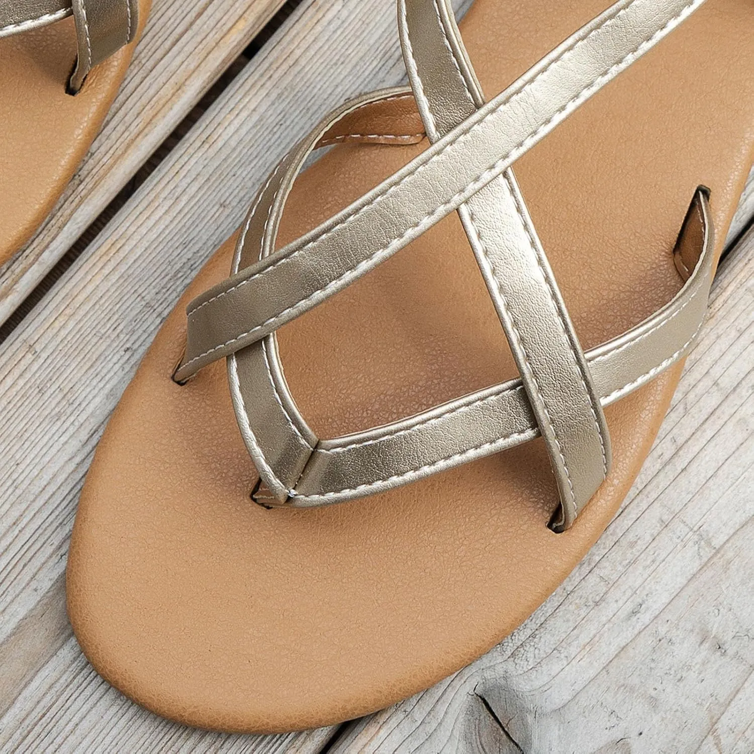 Sandals Womens Flat Sandals Strappy Dressy Comfortable Ankle Elastic Summer Thong Sandals for Beach
