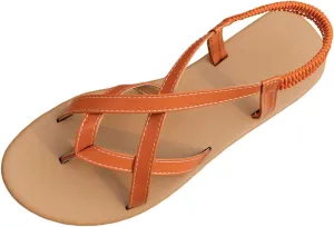 Sandals Womens Flat Sandals Strappy Dressy Comfortable Ankle Elastic Summer Thong Sandals for Beach