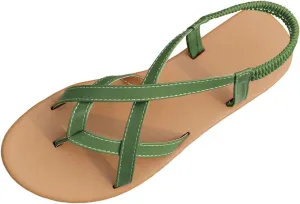 Sandals Womens Flat Sandals Strappy Dressy Comfortable Ankle Elastic Summer Thong Sandals for Beach