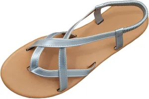 Sandals Womens Flat Sandals Strappy Dressy Comfortable Ankle Elastic Summer Thong Sandals for Beach