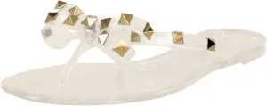 Sandals Womens Flip-Flops Flat Sandals Bow Jelly Slippers Summer Beach with Rivets Slides Slip On