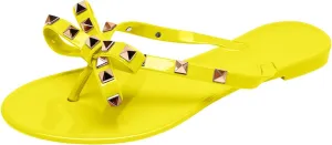 Sandals Womens Flip-Flops Flat Sandals Bow Jelly Slippers Summer Beach with Rivets Slides Slip On