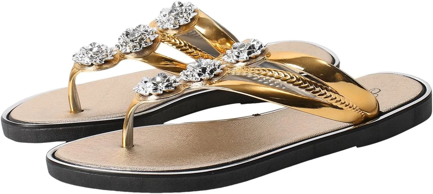 Sandals Womens Flip Flops for Women Dressy Rhinestone T-Strap Thong Sandals for Summers Dress Beach