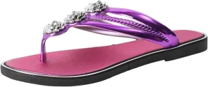 Sandals Womens Flip Flops for Women Dressy Rhinestone T-Strap Thong Sandals for Summers Dress Beach