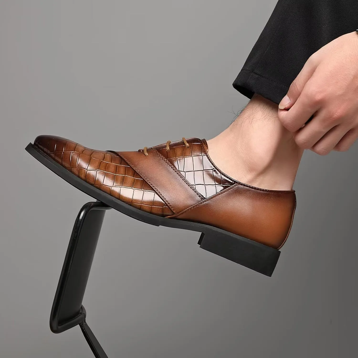 SANNAX Mens Oxfords Formal Lace Up Dress Shoes, Classic Business Casual Leather Shoes for Men