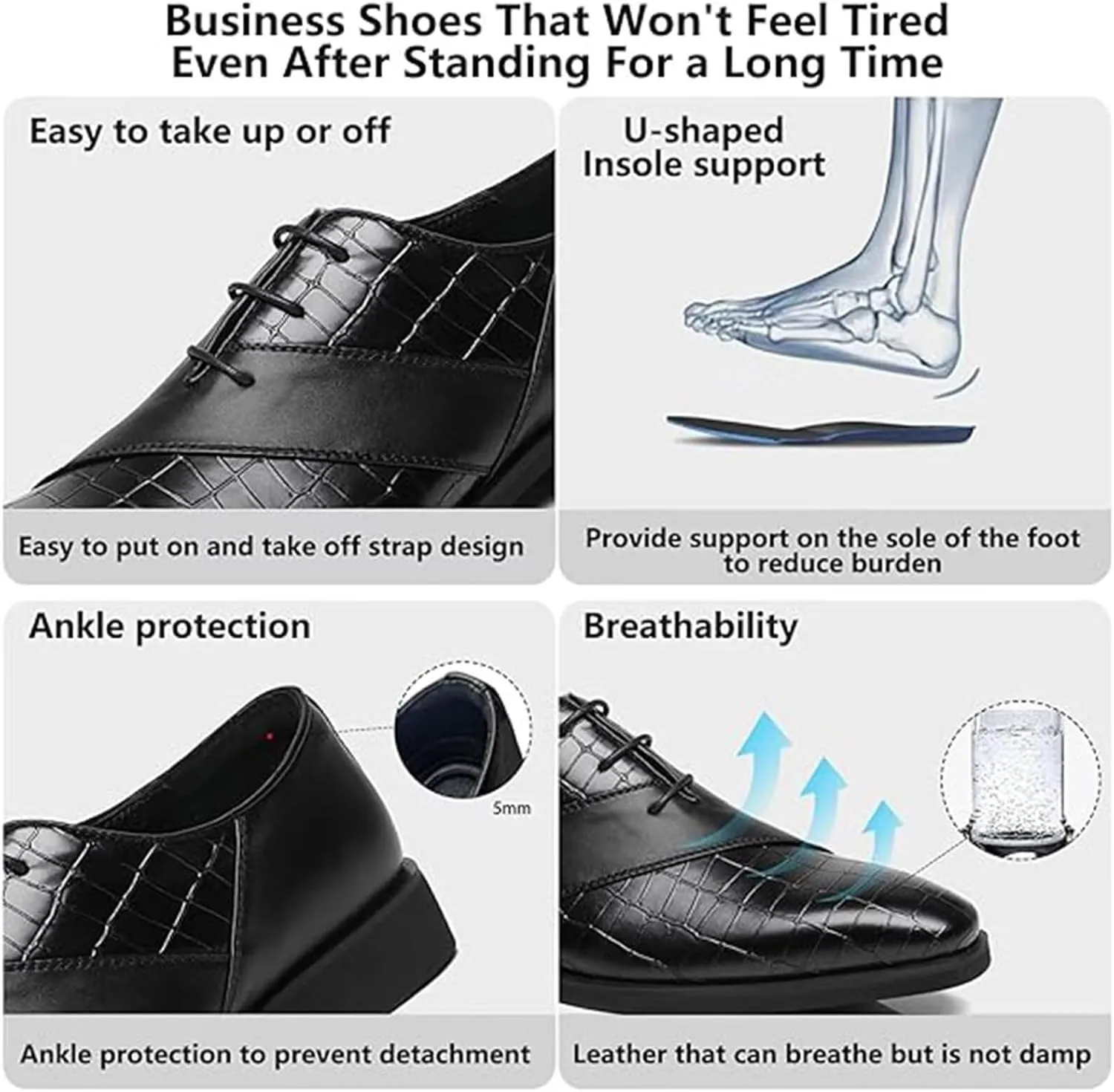 SANNAX Mens Oxfords Formal Lace Up Dress Shoes, Classic Business Casual Leather Shoes for Men