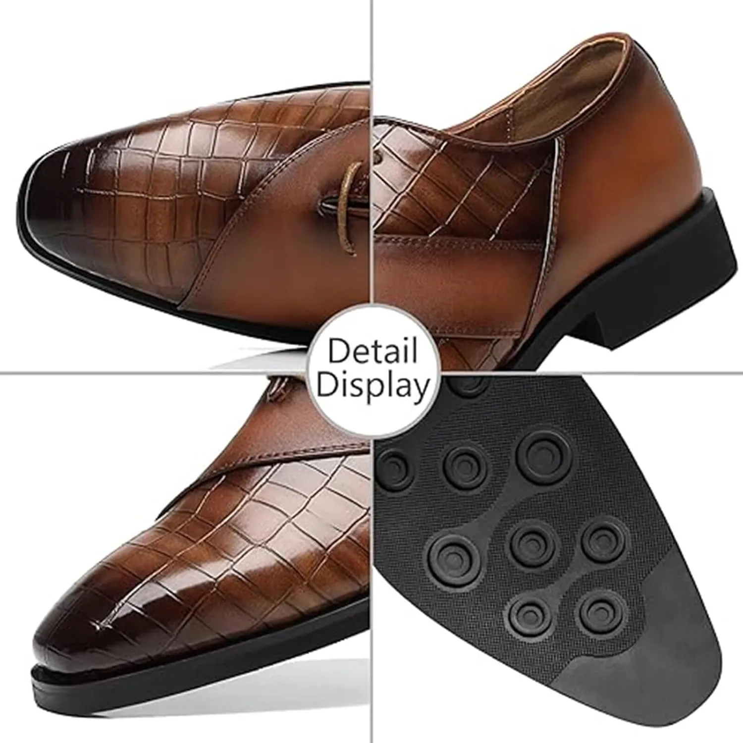 SANNAX Mens Oxfords Formal Lace Up Dress Shoes, Classic Business Casual Leather Shoes for Men