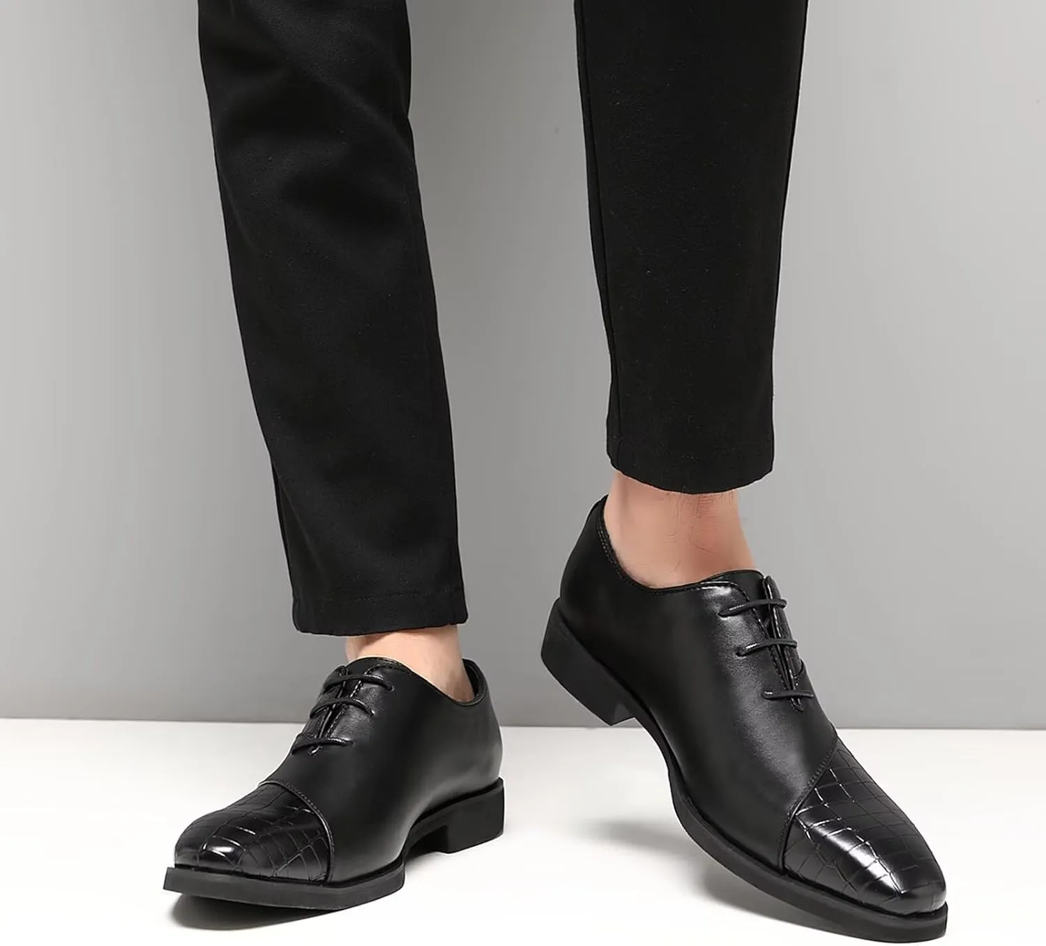SANNAX Mens Oxfords Formal Lace Up Dress Shoes, Classic Business Casual Leather Shoes for Men