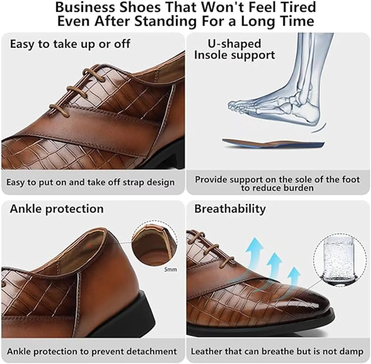 SANNAX Mens Oxfords Formal Lace Up Dress Shoes, Classic Business Casual Leather Shoes for Men