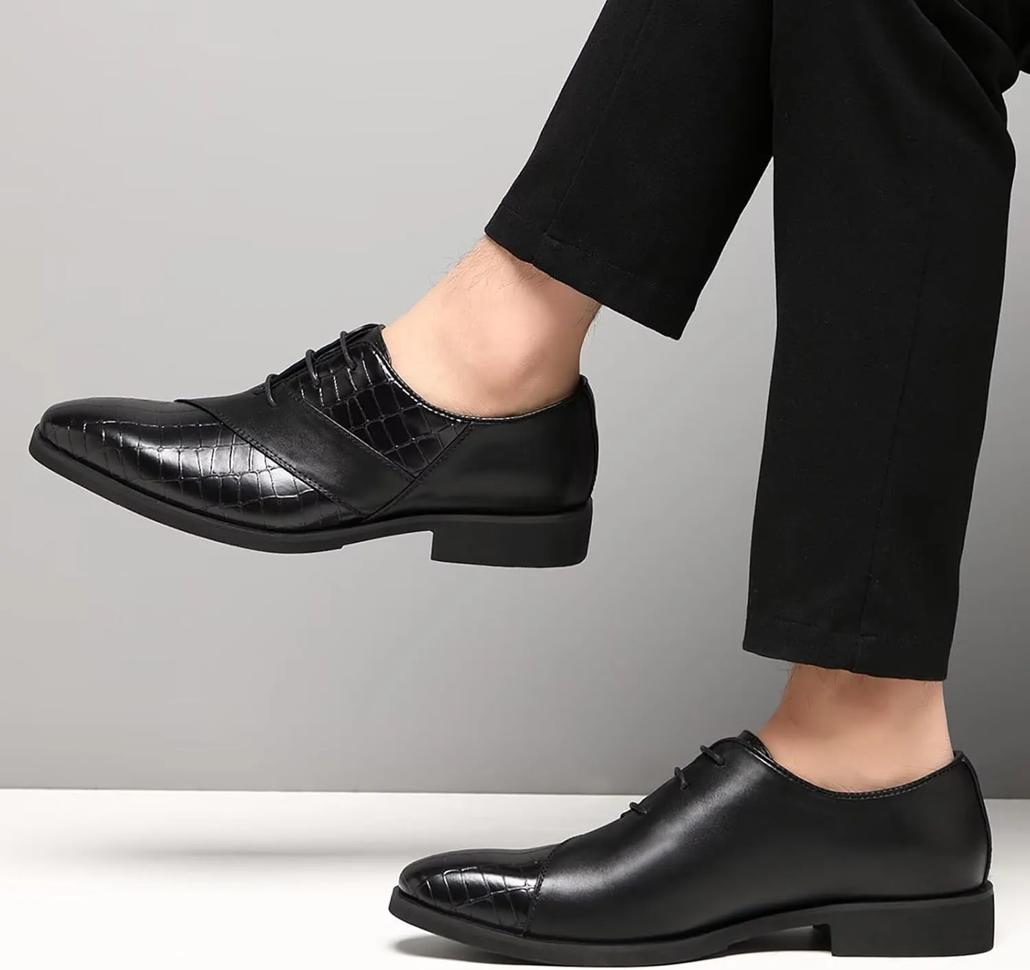 SANNAX Mens Oxfords Formal Lace Up Dress Shoes, Classic Business Casual Leather Shoes for Men