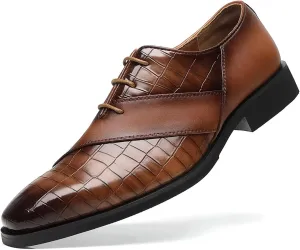 SANNAX Mens Oxfords Formal Lace Up Dress Shoes, Classic Business Casual Leather Shoes for Men