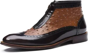 Santimon Chelsea Boots for Men Formal Dress Genuine Leather Zipper Ankle Boots Mens Fashion Business Casual Wedding Prom Tuxedo Comfortable Western Boots