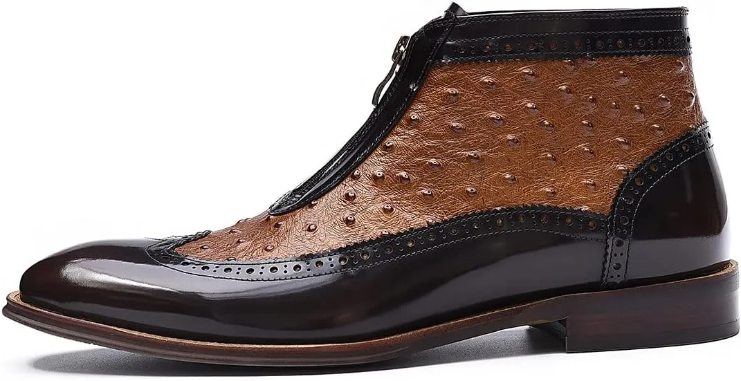 Santimon Chelsea Boots for Men Formal Dress Genuine Leather Zipper Ankle Boots Mens Fashion Business Casual Wedding Prom Tuxedo Comfortable Western Boots