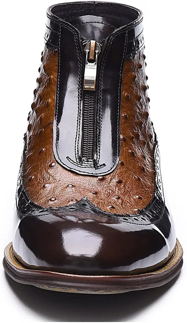 Santimon Chelsea Boots for Men Formal Dress Genuine Leather Zipper Ankle Boots Mens Fashion Business Casual Wedding Prom Tuxedo Comfortable Western Boots