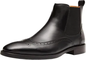 Santimon Men's Chelsea Boots Leather Formal Dress Boots For Men Business Casual Wingtip Ankle Boots