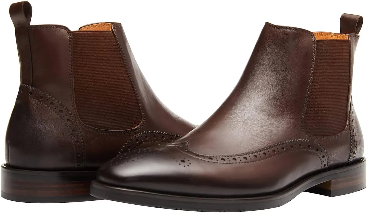 Santimon Men's Chelsea Boots Leather Formal Dress Boots For Men Business Casual Wingtip Ankle Boots