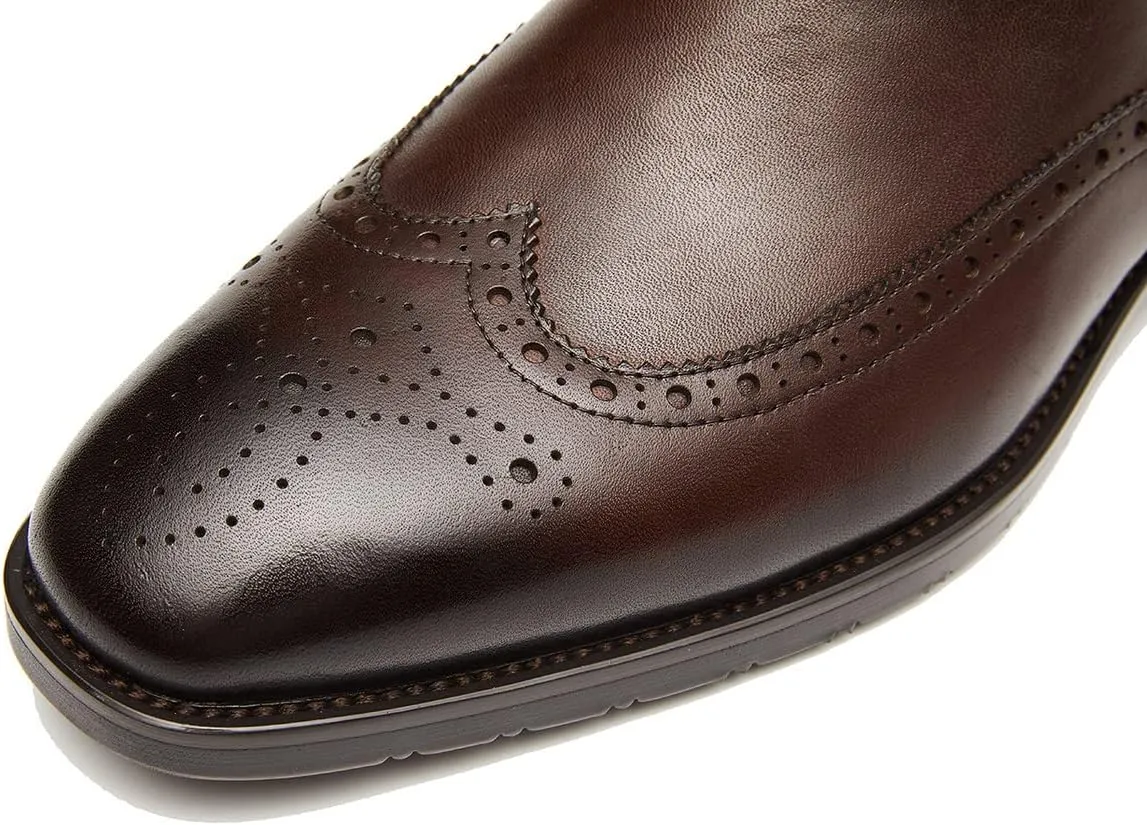 Santimon Men's Chelsea Boots Leather Formal Dress Boots For Men Business Casual Wingtip Ankle Boots