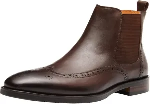Santimon Men's Chelsea Boots Leather Formal Dress Boots For Men Business Casual Wingtip Ankle Boots