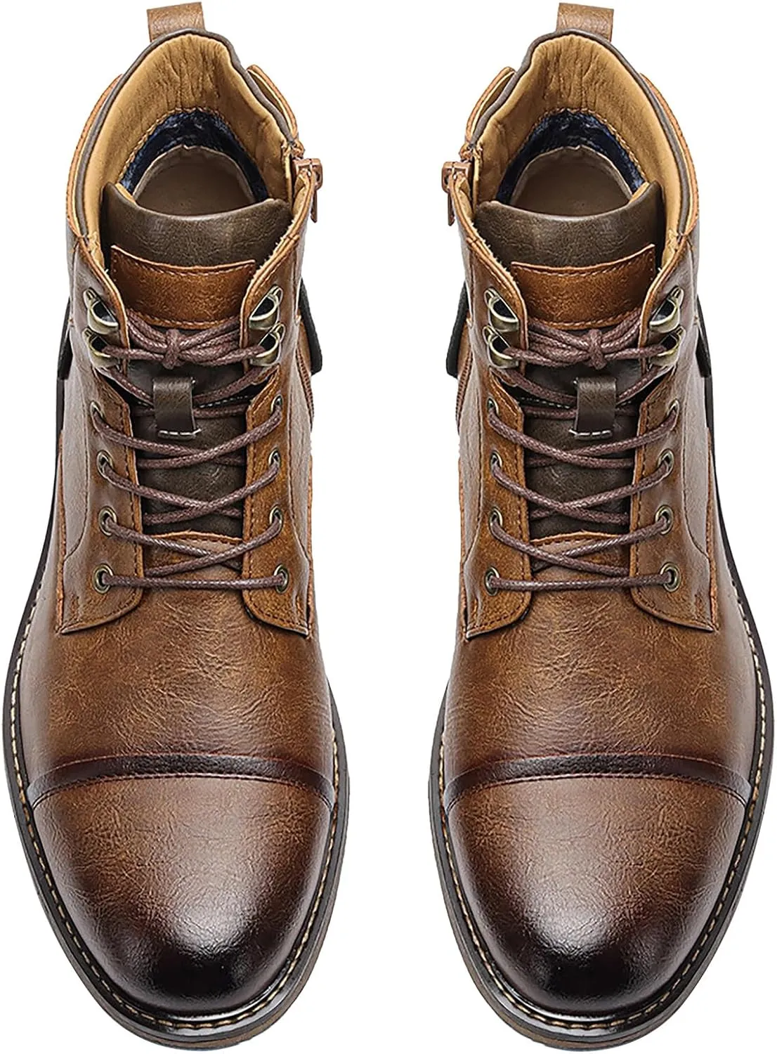 Santimon Men's Oxfords Boots Dress Casual Leather Motorcycle Boots Fashion Formal Tuxedo Ankle Work Boot for Men