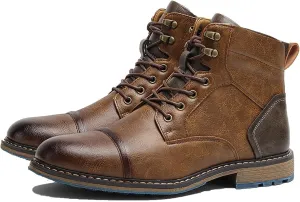 Santimon Men's Oxfords Boots Dress Casual Leather Motorcycle Boots Fashion Formal Tuxedo Ankle Work Boot for Men