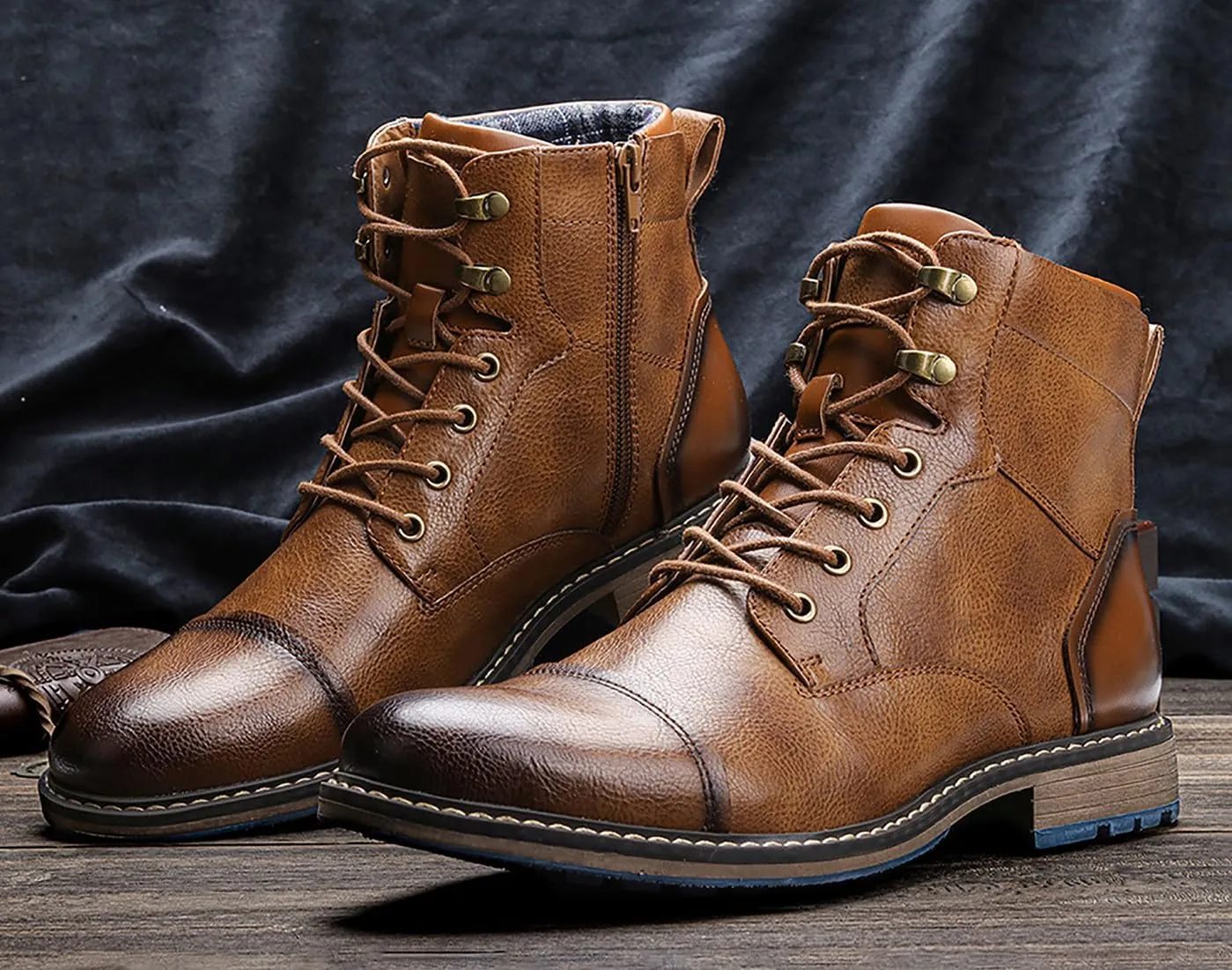 Santimon Men's Oxfords Boots Dress Casual Leather Motorcycle Boots Fashion Formal Tuxedo Ankle Work Boot for Men