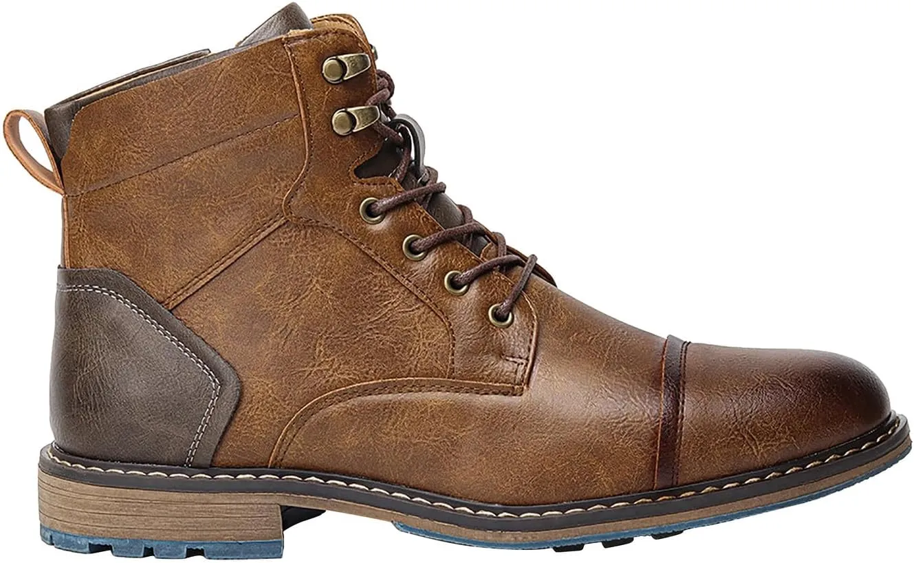 Santimon Men's Oxfords Boots Dress Casual Leather Motorcycle Boots Fashion Formal Tuxedo Ankle Work Boot for Men