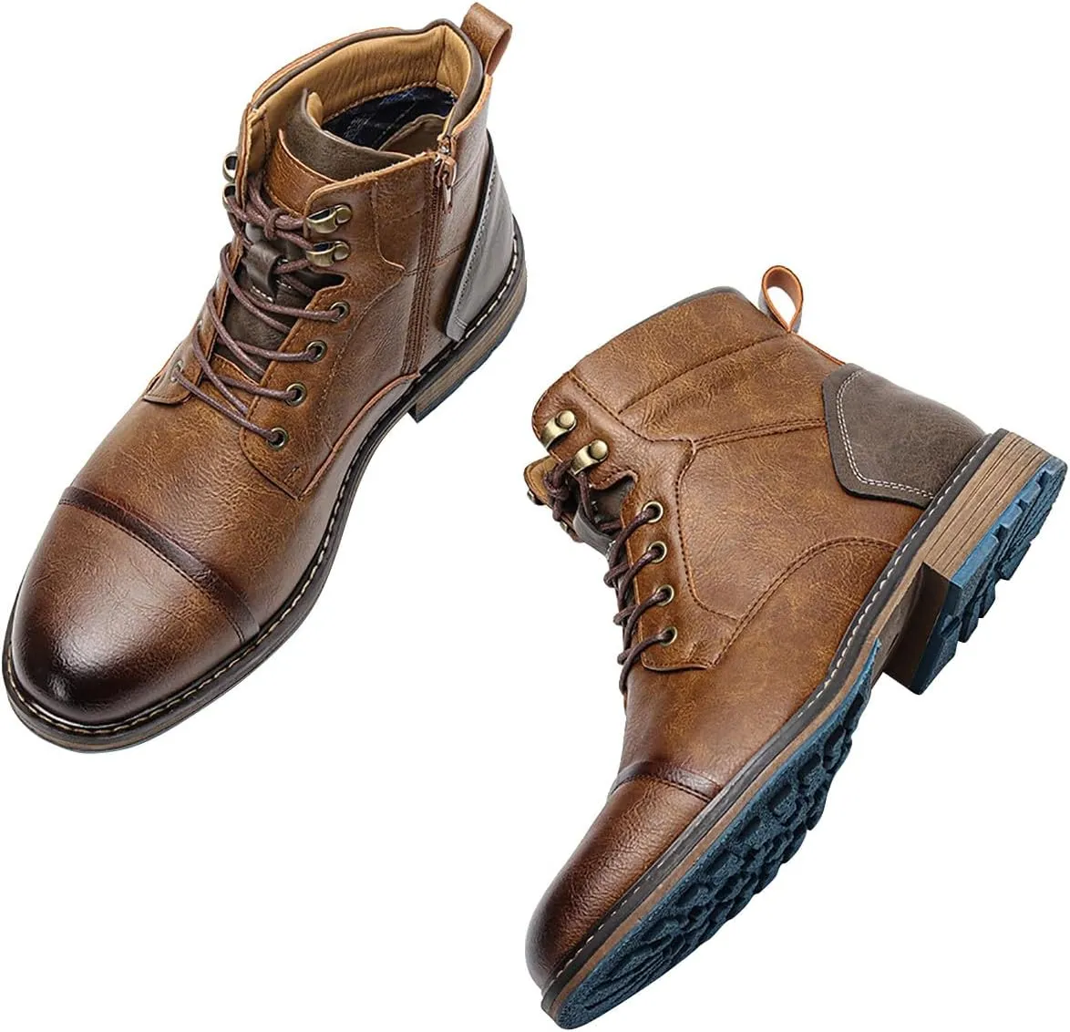 Santimon Men's Oxfords Boots Dress Casual Leather Motorcycle Boots Fashion Formal Tuxedo Ankle Work Boot for Men