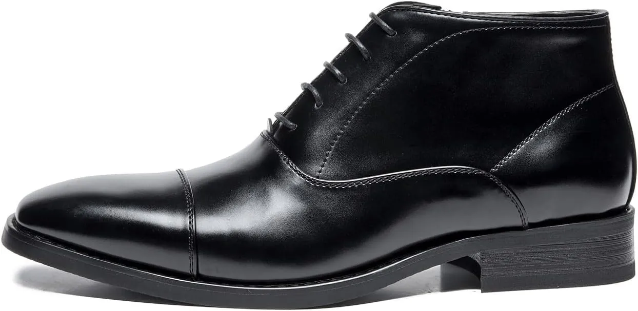 Santimon Motorcycle Boots For Men Formal Dress Black Boots Business Casual Men's Oxfords Zipper Ankle Boot