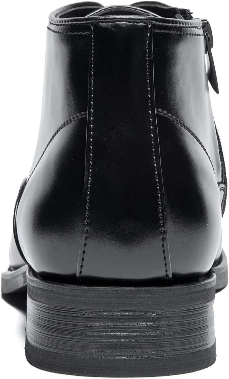 Santimon Motorcycle Boots For Men Formal Dress Black Boots Business Casual Men's Oxfords Zipper Ankle Boot
