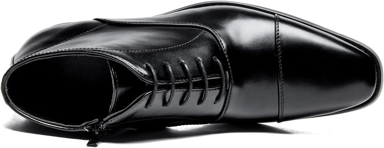 Santimon Motorcycle Boots For Men Formal Dress Black Boots Business Casual Men's Oxfords Zipper Ankle Boot