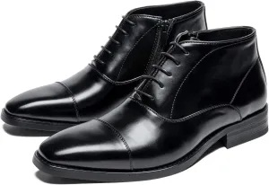 Santimon Motorcycle Boots For Men Formal Dress Black Boots Business Casual Men's Oxfords Zipper Ankle Boot