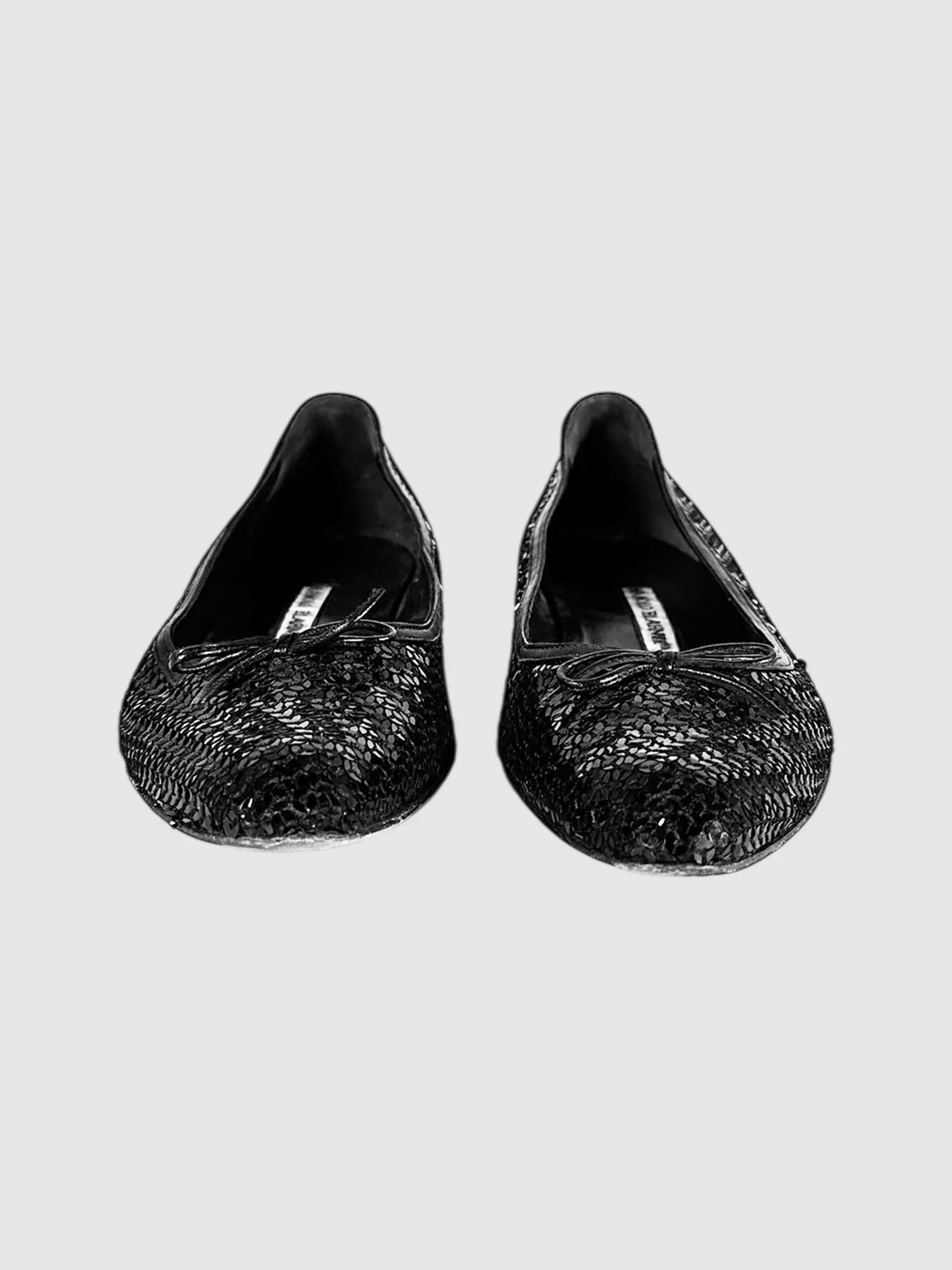 Sequinned Pointed Toe Flats - Size 37.5