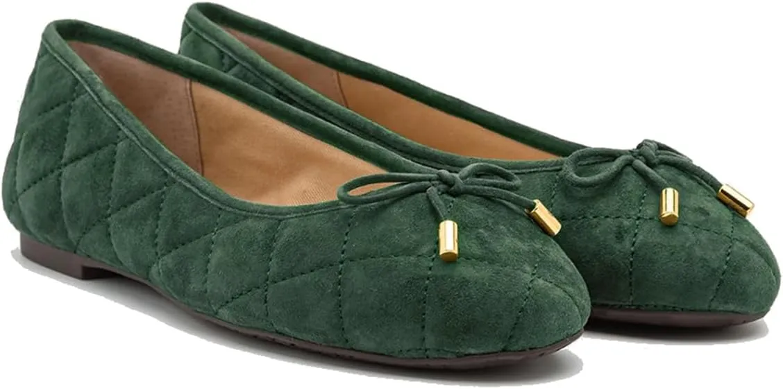 SHODENSE Women Bow Flats Suede Slip On Ballet Flats Round Closed Toe Quilted Ballerina Flats Comfort Flat Heel Dress Shoes Plaid Ladies Cute Elegant Casual Club Driver Flat Shoes Fall Daily 4-11 M US