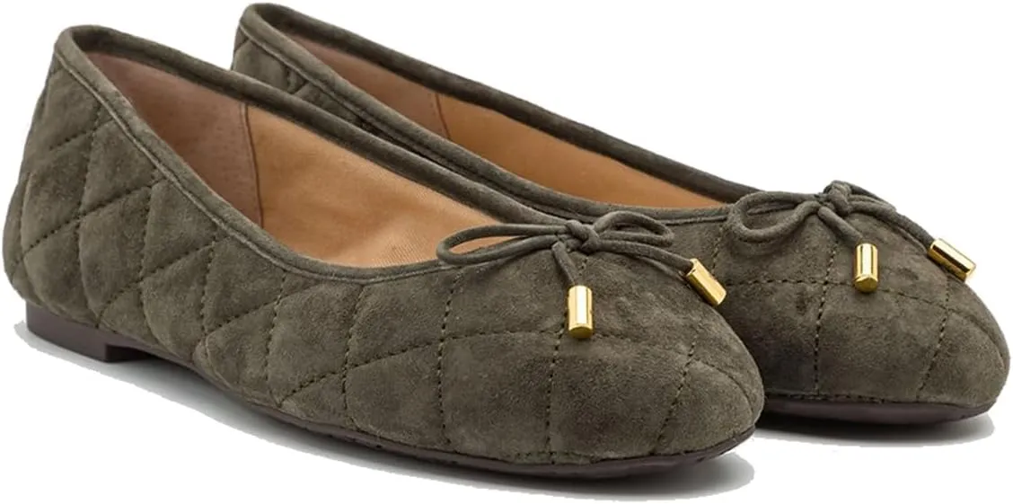 SHODENSE Women Bow Flats Suede Slip On Ballet Flats Round Closed Toe Quilted Ballerina Flats Comfort Flat Heel Dress Shoes Plaid Ladies Cute Elegant Casual Club Driver Flat Shoes Fall Daily 4-11 M US