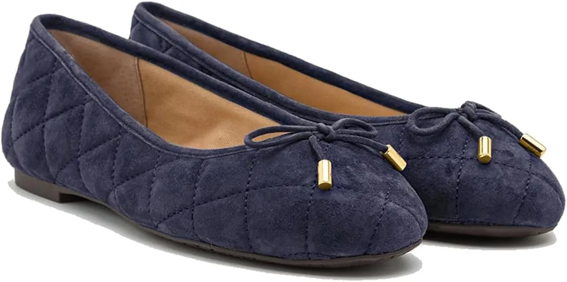 SHODENSE Women Bow Flats Suede Slip On Ballet Flats Round Closed Toe Quilted Ballerina Flats Comfort Flat Heel Dress Shoes Plaid Ladies Cute Elegant Casual Club Driver Flat Shoes Fall Daily 4-11 M US