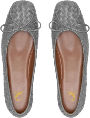 SHODENSE Women Flats Shoes Bow Square Closed Toe Ballet Flats Slip On Metallic Flat Shoe Matte Patent Leather Snakeskin Low Hidden Wedge Heel Office Work Shoes Driving Flats Church Club Fall 4-11 M US